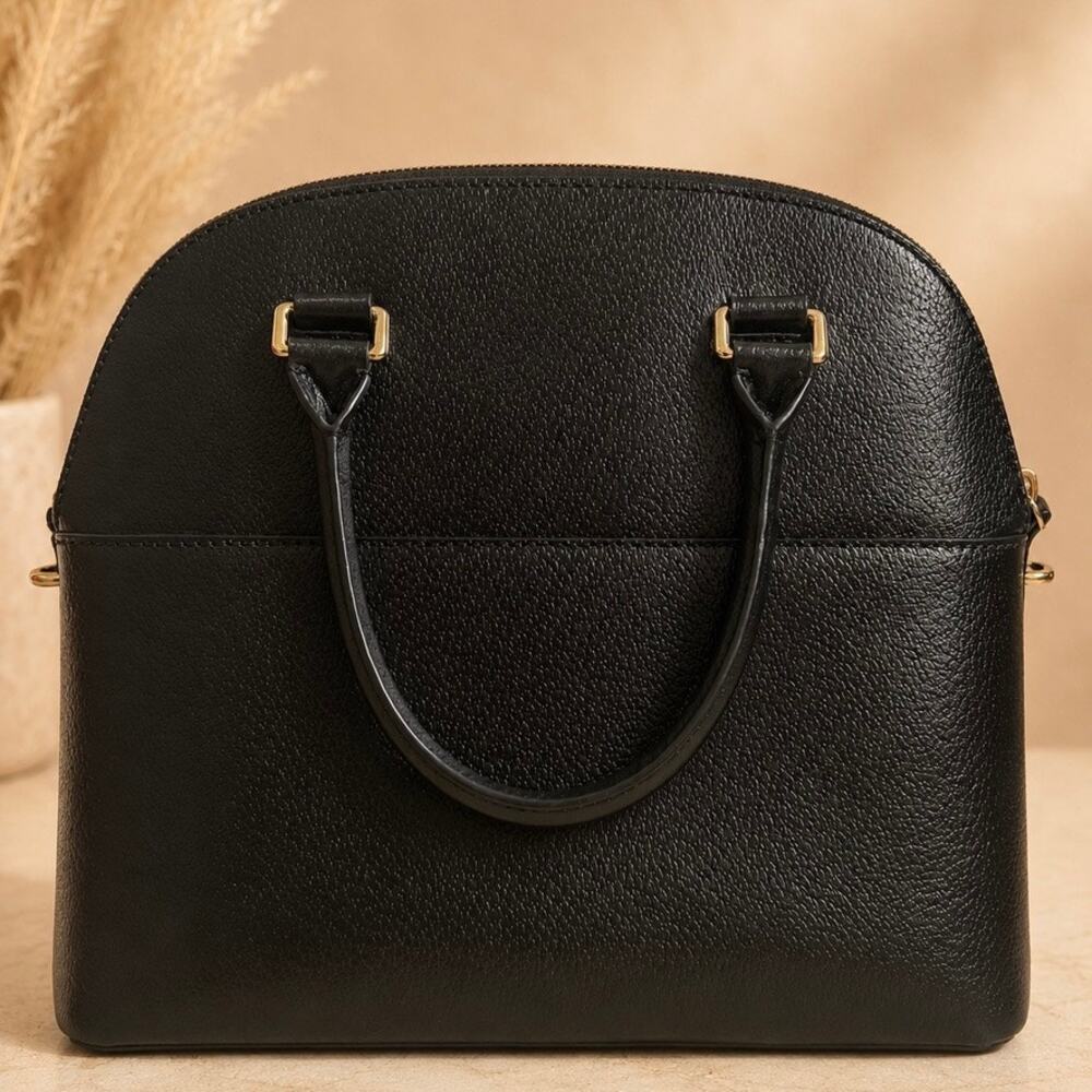 Kate Spade New York Black Pebbled Leather Dome Satchel Top Handle - Picture 2 of 5
